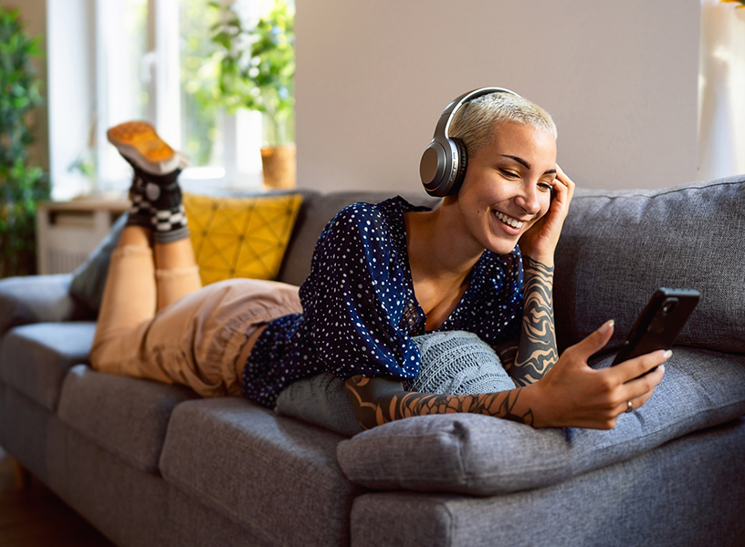 young woman wearing headphones