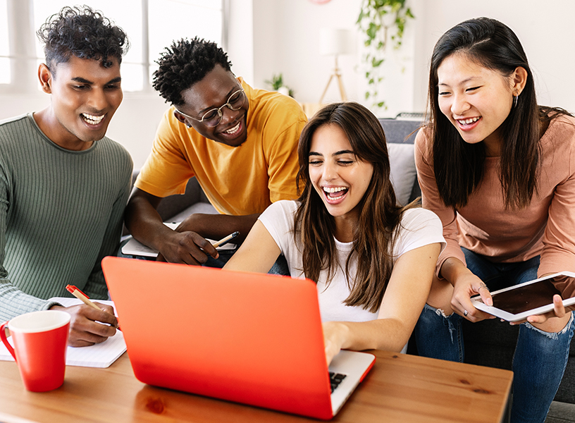 group of young adults stuyding